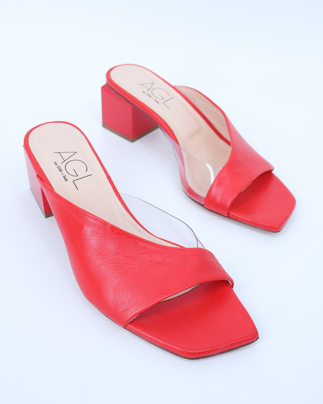 AGL Angie Leather Slide Red Heeled Sandals Art To Wear Women's 38/US 8