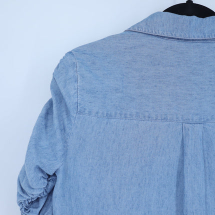 Veronica Beard Porta Shirt Blue Lakeshore NWT Snap Front Half Sleeve Women's XS