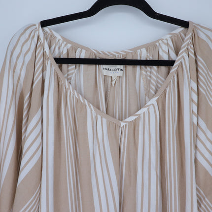 Mara Hoffman Swim Cover Up Dress Beige and White Striped Belted Women's XS