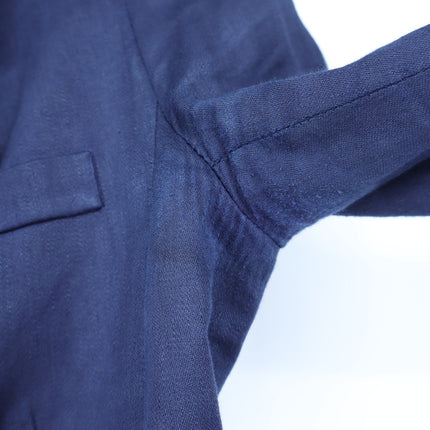 Smythe Linen Blazer Navy Blue 3/4 Sleeve Single Breasted Women's 4