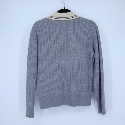 Sandro Nea Cable Knit Sweater Gray and Tan Collared Long Sleeve Women's 1/US S
