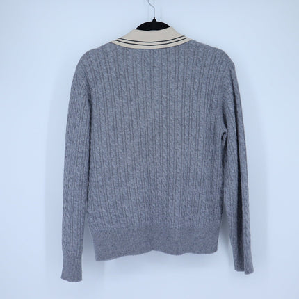 Sandro Nea Cable Knit Sweater Gray and Tan Collared Long Sleeve Women's 1/US S
