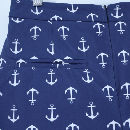 MDC Anchor Print Golf Skort Navy Stretch Pull On Tennis Active Women's 34/US 2