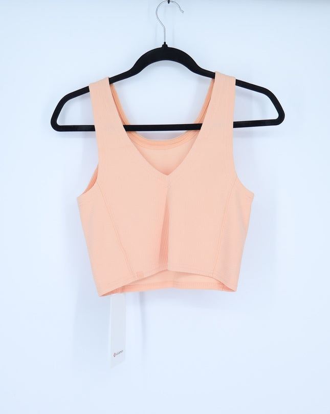 Lululemon Ribbed Cropped Tank Top Peach Bellini NWT Softstreme Women's 4