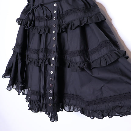 JOSLIN Celia Trapeze Shirt Dress NWT Black Organic Cotton Ruffled Lace Women's 2