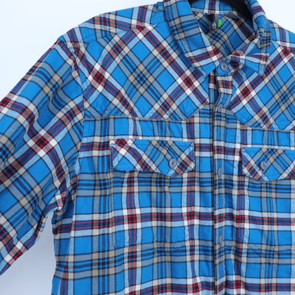 STIO Slipstone Midweight Flannel Shirt Blue Plaid Cotton Long Sleeve Men's XL