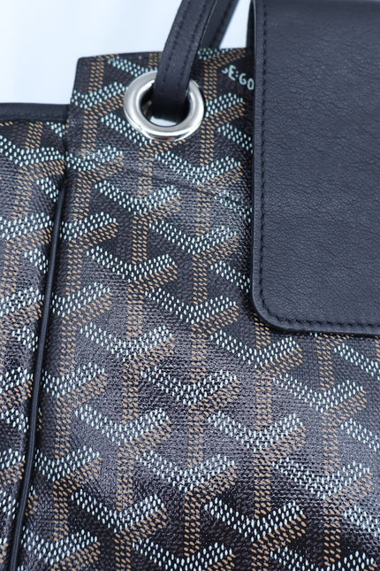 GOYARD Rouette Souple Shoulder Bag Black and Brown Coated Canvas Chevron