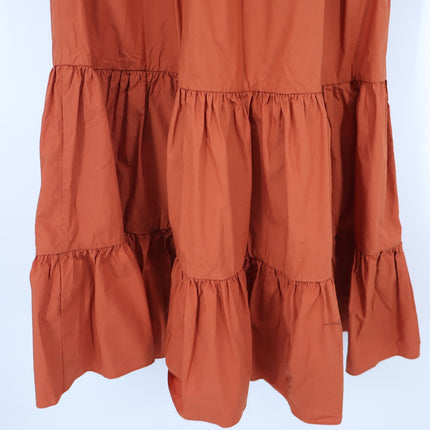 Cara Cara One Shoulder Tiered Maxi Dress Burnt Orange Cotton Women's S