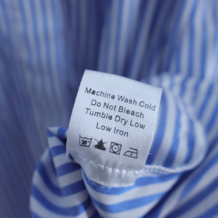 TUCKERNUCK Royal Shirt Mini Dress Blue Stripe Elbow Sleeve Women's M