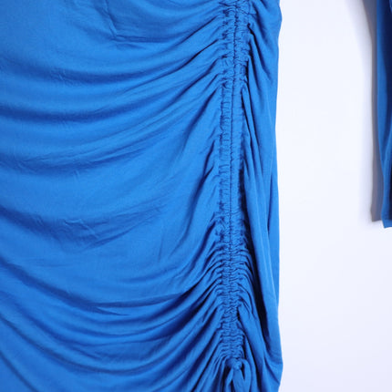 REISS Rosie Long Sleeve Maxi Dress Blue Side Ruching Women's 8