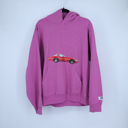 Cloney Purple Rain Corvette Hoodie Prince Pullover Graphic Sweatshirt Women's L