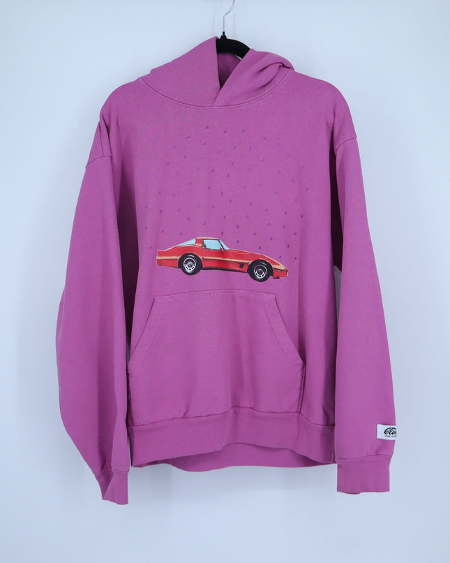 Cloney Purple Rain Corvette Hoodie Prince Pullover Graphic Sweatshirt Women's L