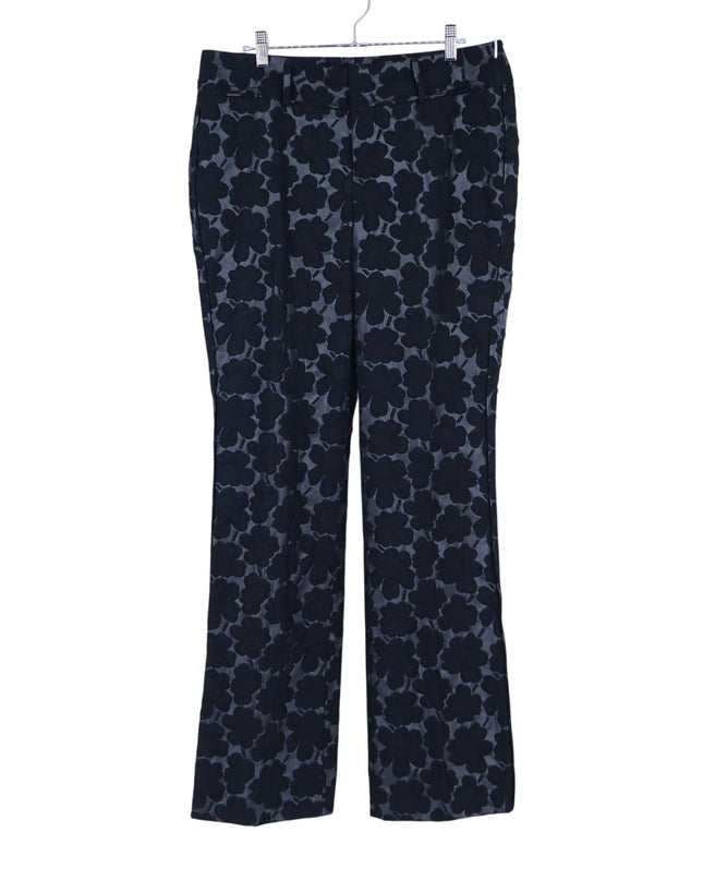Marni Floral Jacquard Dress Pants Black Straight Leg Trouser Women's IT 44/US 8