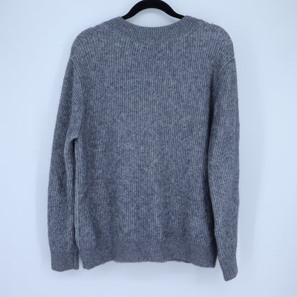 Nordstrom V-Neck Ribbed Pullover Sweater Gray Long Sleeve Women's L
