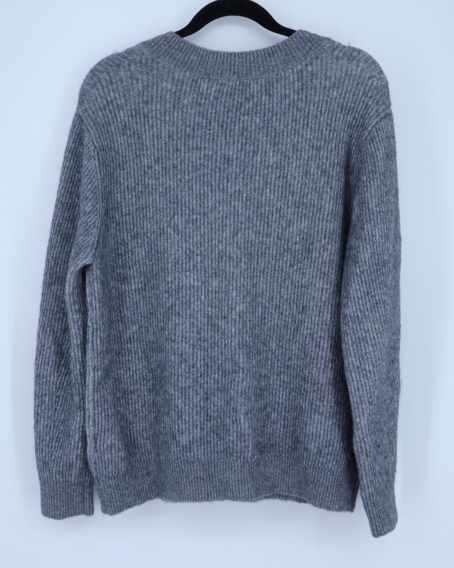 Nordstrom V-Neck Ribbed Pullover Sweater Gray Long Sleeve Women's L