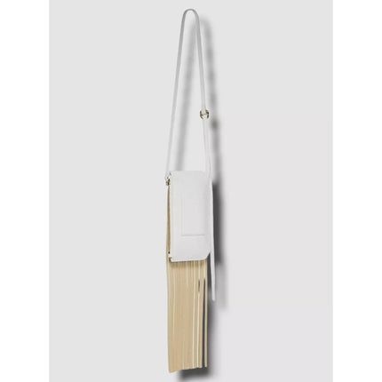 REE PROJECTS Do Fringe Leather Neck Pouch White Leather Crossbody Sling Bag