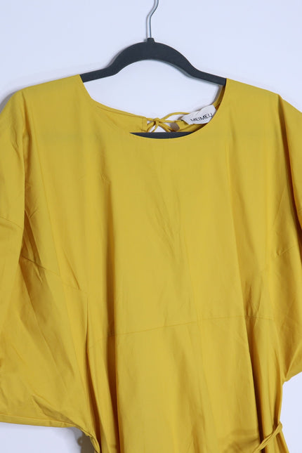 MEIMEIJ NWT Waist Tie Midi Dress Mustard Yellow Back Tie Women's 44/US 10