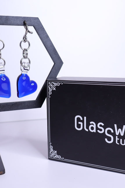 GLASSWEAR STUDIOS Handmade Cobalt Blue Heart Weights 10g/2.5mm Hangers