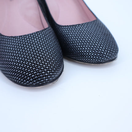 JULIETA Zoe Textured Pumps Black and Silver Block Heel NEW Women's 7