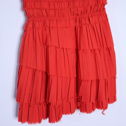 SEA Greir Pleating Crepe Mini Dress Poppy Orange Asymmetrical Skirt Women's S