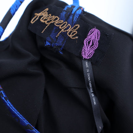 FREE PEOPLE Queen of Hearts Brocade Mini Dress Indigo and Black Women's 6