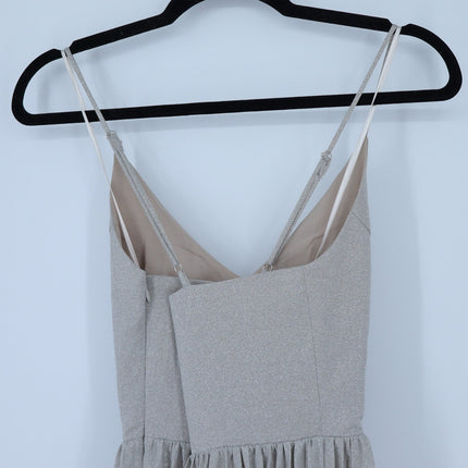 Elevenses Lunar Pleated Midi Dress Metallic Champagne Silver NWT Women's 0