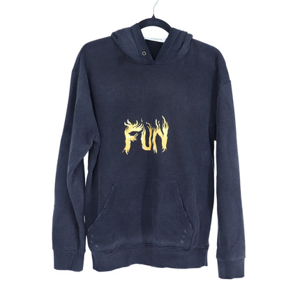 Givenchy Fun Washed Hoodie Black Distressed French Terry Slim Sweatshirt Men's S
