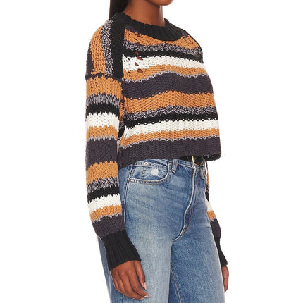 Free People Devon Sweater Sunflower Seed Combo Multicolored Stripe Women's XS