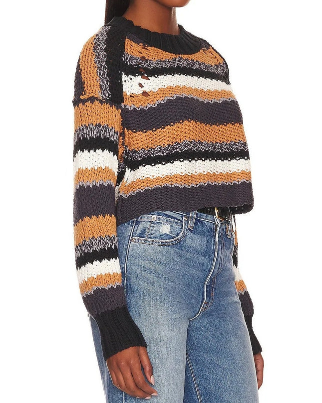 Free People Devon Sweater Sunflower Seed Combo Multicolored Stripe Women's XS