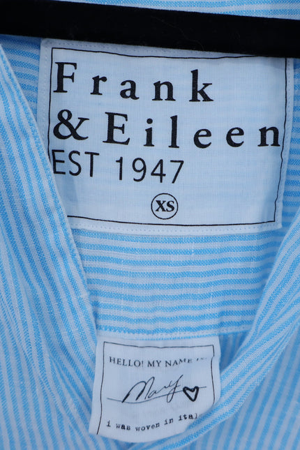 FRANK & EILEEN Mary Shirtdress Blue White Pinstripe Long Sleeve Women's XS
