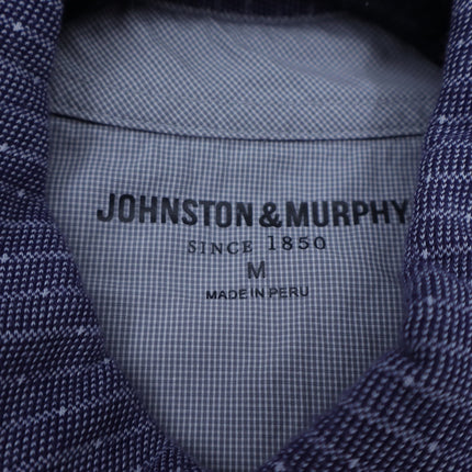 Johnston & Murphy Stripe Polo Shirt Navy Short Sleeve Casual Men's M