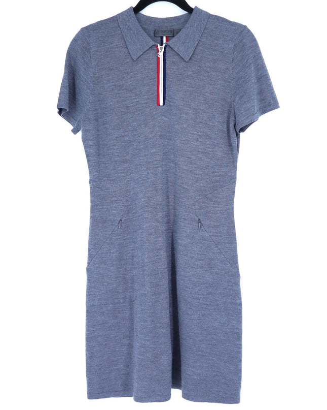 G/FORE Wool Sweater Dress Gray Stripe Short Sleeve Golf Active Women's M