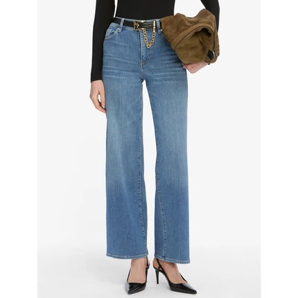 FRAME Le Slim Palazzo Jeans Drizzle Medium Wash Blue High Rise Women's 28