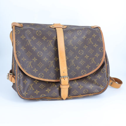 Louis Vuitton Saumur Saddle Bag Brown Leather Monogram Crossbody