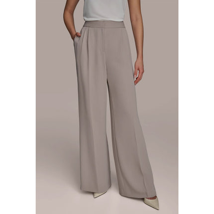 DONNA KARAN Pinstripe Wide Leg Dress Pants NWT Cobblestone Cream Women's 10P