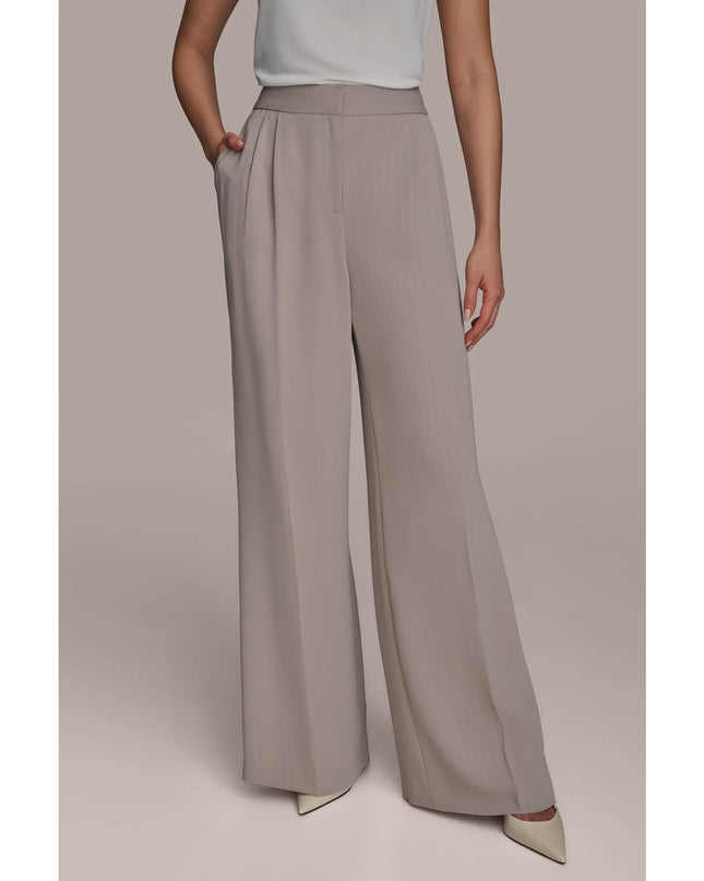 DONNA KARAN Pinstripe Wide Leg Dress Pants NWT Cobblestone Cream Women's 10P