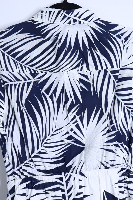 MILLY NWT Maxwell Palm Print Poplin Mini Dress Navy Short Sleeve Women's 6