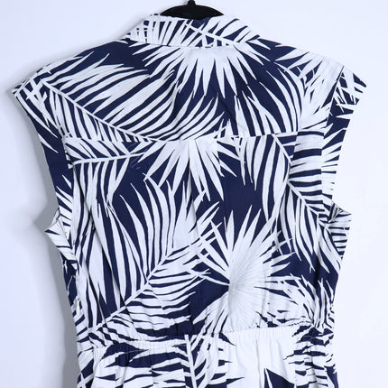 MILLY Maxwell Palm Print Poplin Mini Dress NWT Navy Short Sleeve Women's 6