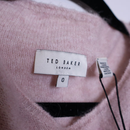 TED BAKER Larbow Statement Bow Sweater NWT Pink Wool Pullover Women's 0/US 2