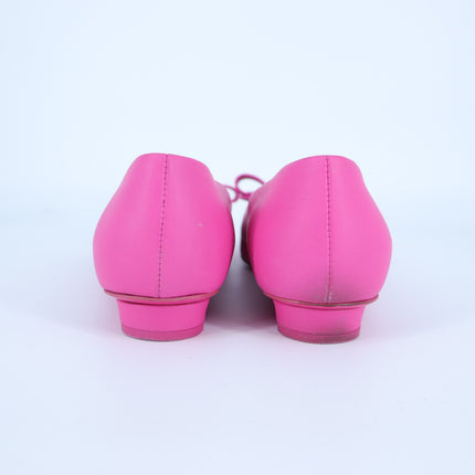 Salvatore Ferragamo Viva Bow Flats Hot Pink Pointed Toe Slip On Women's 5