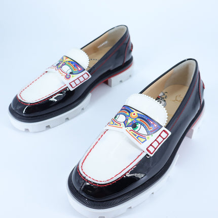 Christian Louboutin Printed Lug Loafers Black NIB Leather Women's 35/US 5