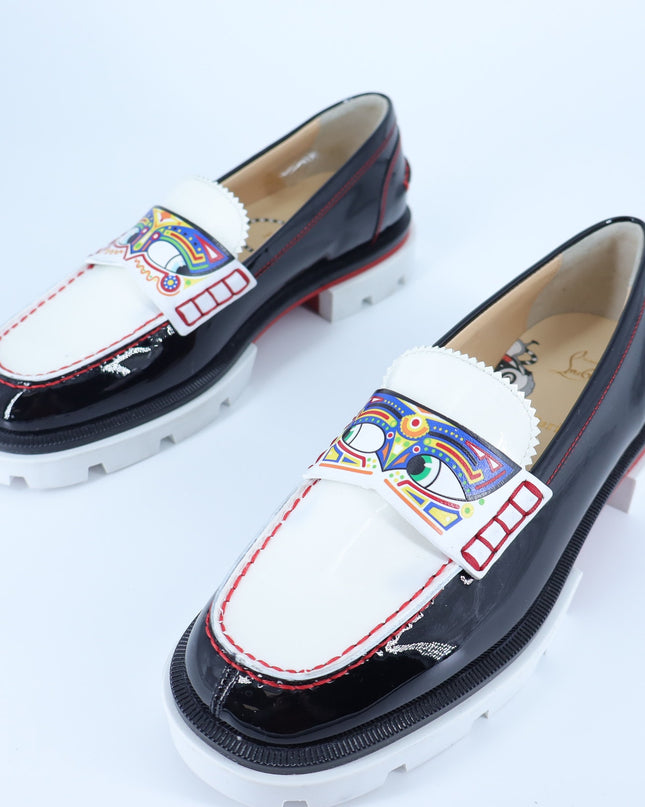 Christian Louboutin Printed Lug Loafers Black NIB Leather Women's 35/US 5