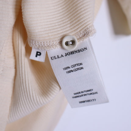ULLA JOHNSON Iman Poplin Sleeve Top NWT Cream Henley Ribbed Women's P/US 0-00