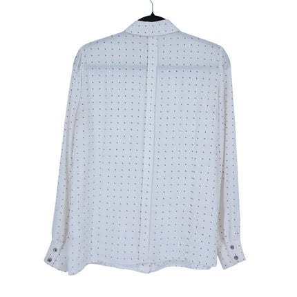 Frame Silk Button Up Shirt Ivory Blanc Dot Long Sleeve Blouse Women's S