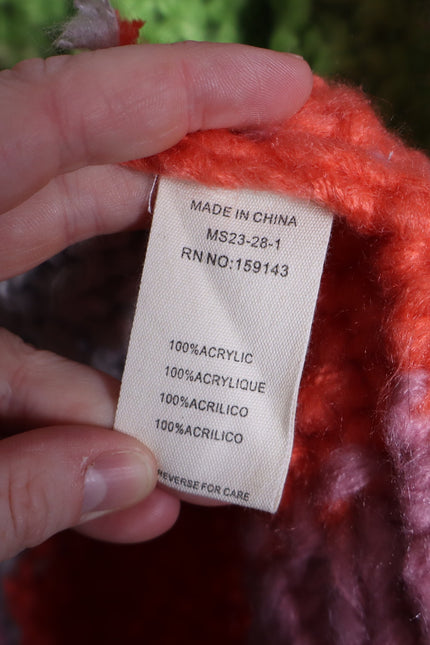FRNCH NEW Lobelia Cardigan Pink Watermelon Oversized Chunky Knit Women's S/M