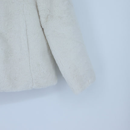 Express Faux Fur Jacket Ivory NWT Long Sleeve Collarless Women's XS