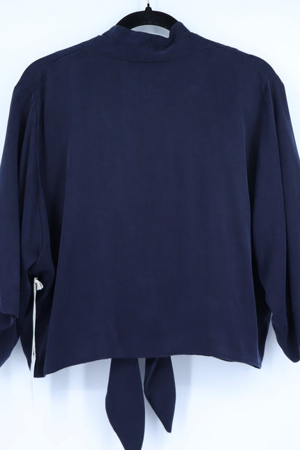FIFTEEN TWENTY Blouson Tie Front Top Navy NWT Kimono Short Sleeve Women's M