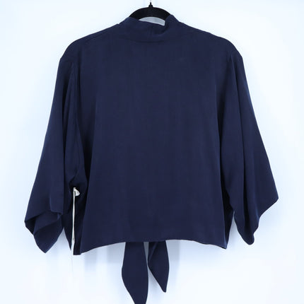 FIFTEEN TWENTY Blouson Tie Front Top Navy NWT Kimono Short Sleeve Women's M