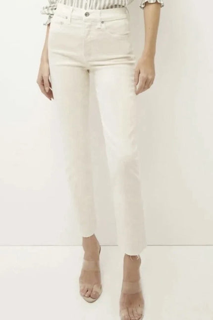VERONICA BEARD Ryleigh Slim Straight Jeans Ecru High Rise Button Fly Women's 26