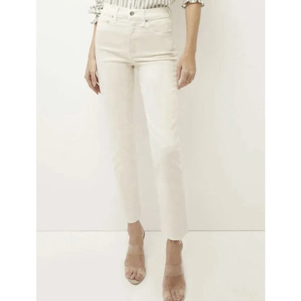 VERONICA BEARD Ryleigh Slim Straight Jeans Ecru High Rise Button Fly Women's 26